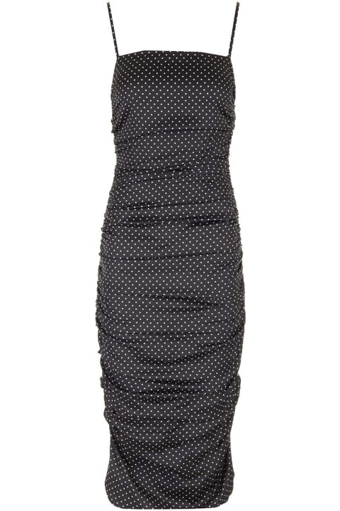 Dolce & Gabbana Dresses for Women Dolce & Gabbana Polka Dot-printed Ruched Detailed Midi Dress