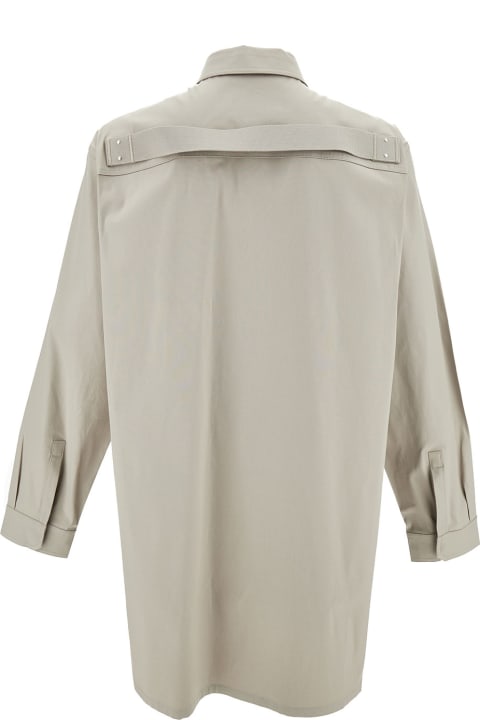 Shirts for Men Rick Owens White Shirt With Contrasting Embroidery In Stretch Cotton Man