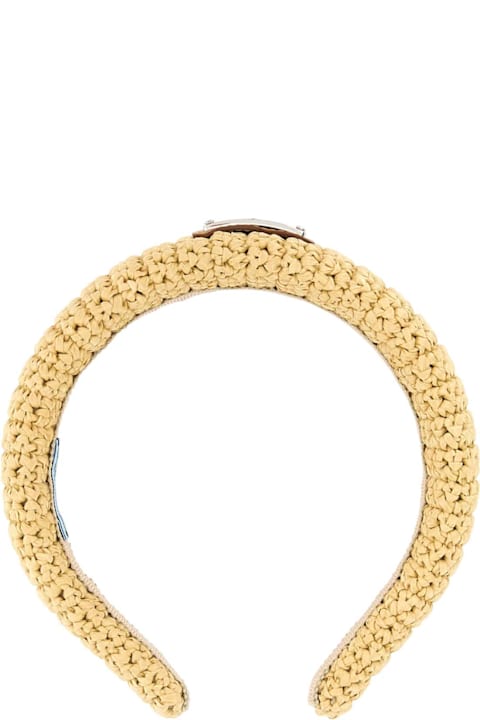 Hair Accessories for Women Prada Sand Raffia Headband