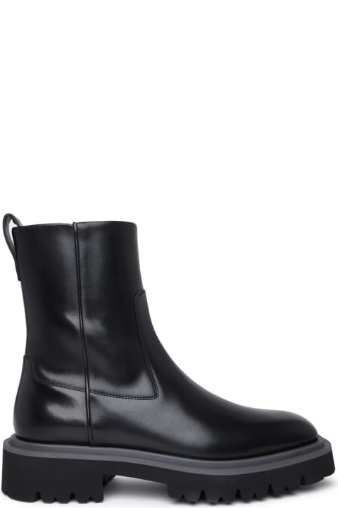 Black Leather Flicker Ankle Boots
