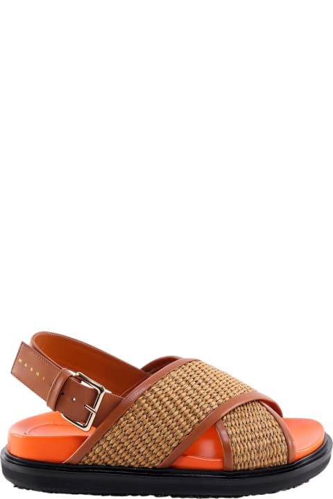 Sandals for Women Marni Brown Raffia Blend Fussbett Sandals