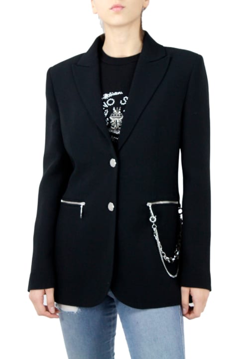 Ermanno Scervino for Women Ermanno Scervino Single-breasted Jacket Made Of Soft Stretch Viscose, Two-button Closure, Zip Pockets And Chain On The Pocket
