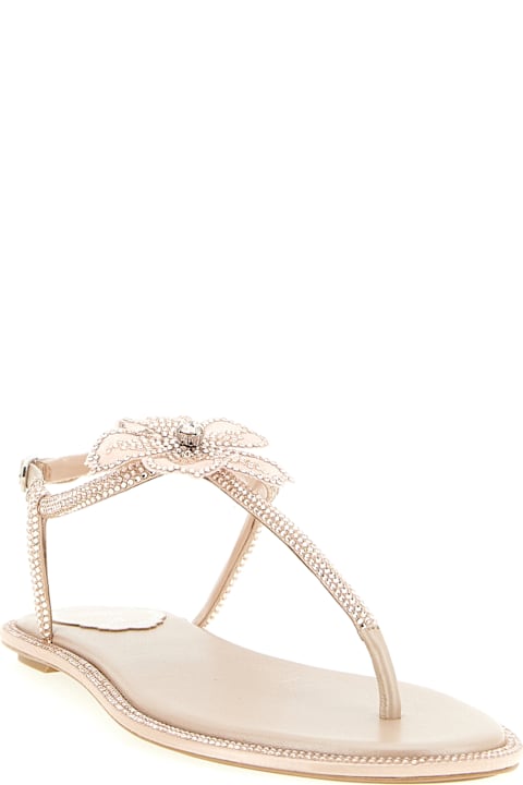 René Caovilla 'peach Flower' Sandals