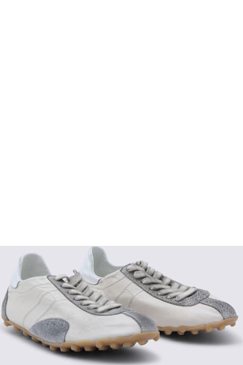 Maison Margiela White And Grey Leather Sprinter Low Sneakers