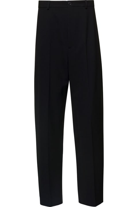 Oversized Black Tailored Pants In Wool Blend Man