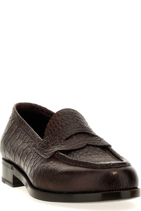 Lidfort Shoes for Men Lidfort Croc Print Leather Loafers
