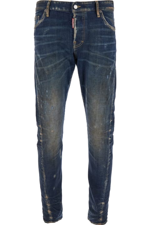 Dsquared2 for Men Dsquared2 'sexy Twist' Blue Jeans With Used Effect And Rips In Stretch Cotton Denim Man