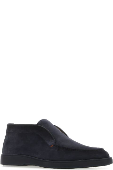 Homeware Santoni Navy Blue Suede Loafers