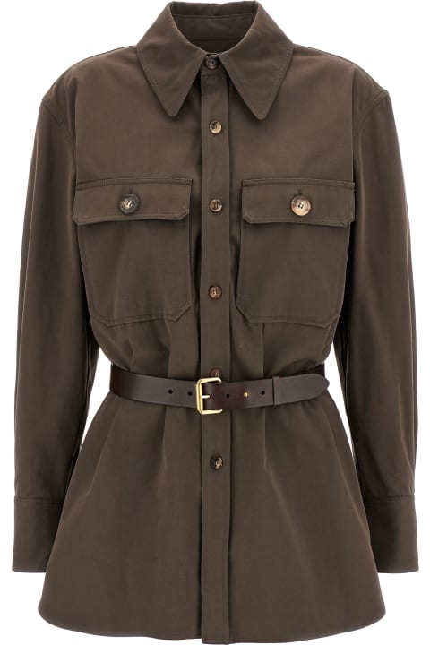 Saint Laurent Coats & Jackets for Women Saint Laurent Leather Belt Overshirt