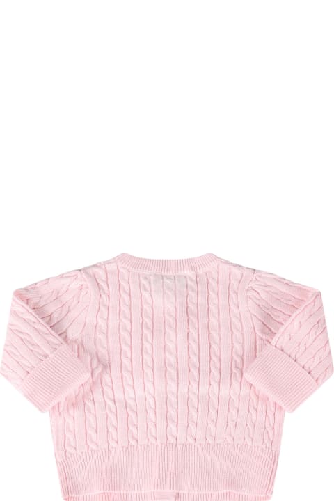 Topwear for Baby Boys Ralph Lauren Pink Cardigan For Babygirl With Iconic Pony