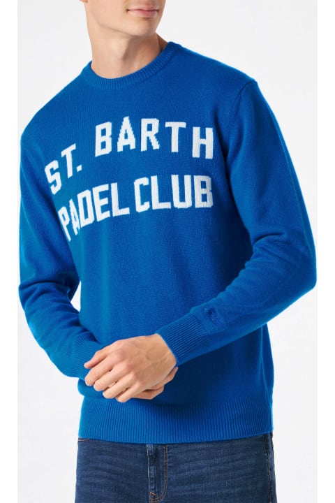 Fashion for Men MC2 Saint Barth Man Sweater With St. Barth Padel Club Lettering