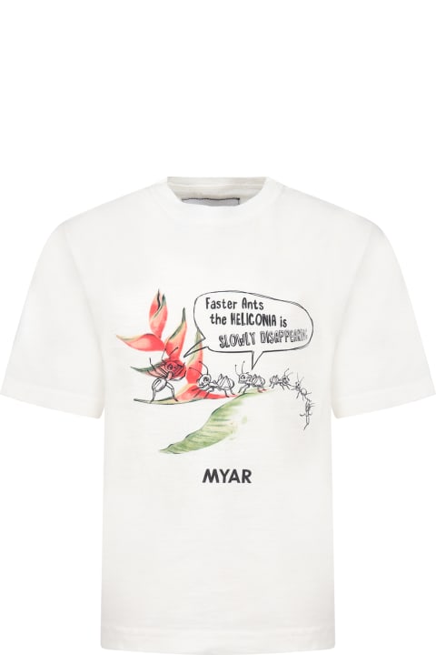 MYAR for Boys MYAR White T-shirt For Boy With Print And Logo