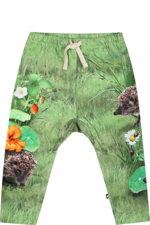 Molo Bottoms for Baby Girls Molo Green Sports Trousers For Baby Kids