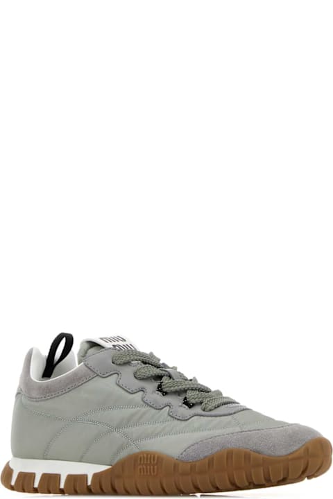 Miu Miu Grey Re-nylon And Suede Sneakers
