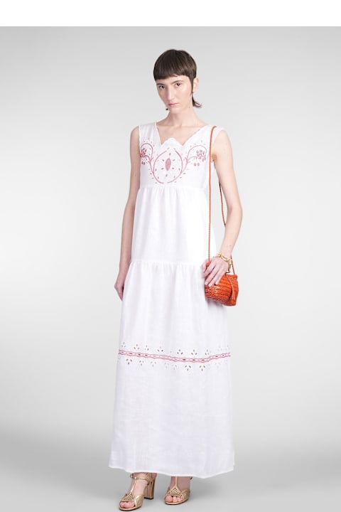 Homeware Holy Caftan Antonia Long Dress In White Linen
