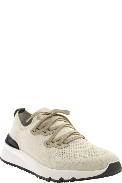 Brunello Cucinelli Shoes for Men Brunello Cucinelli Cotton Chinè Knit Runners Sneakers