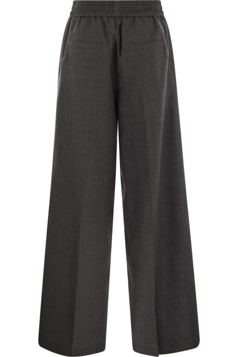 Pants & Shorts for Women Brunello Cucinelli Loose Track Trousers In Virgin Wool Organza