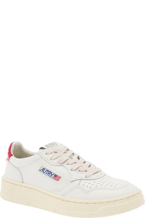 Shoes for Women Autry 'medalist' White Low Top Sneakers With Contrasting Heel Tab In Leather Woman