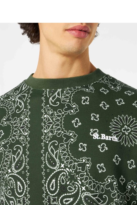 MC2 Saint Barth for Men MC2 Saint Barth Man Crewneck Sweatshirt With Green Bandanna Print
