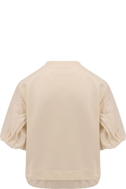 Topwear for Women Moncler Cotton And Nylon T-shirt With Puffed Sleeves