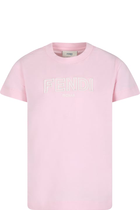 Fashion for Kids Fendi Pink T-shirt For Girl With Fendi Logo