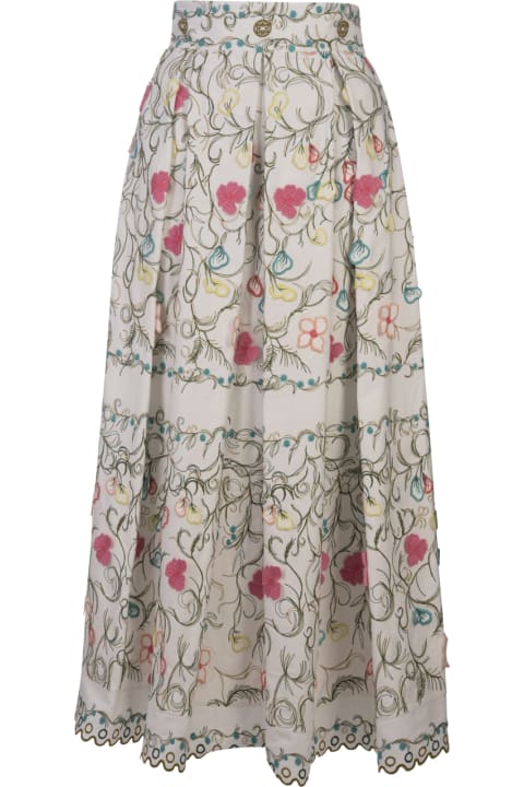 Skirts for Women Elie Saab Cotton Embroidered Garden Long Skirt