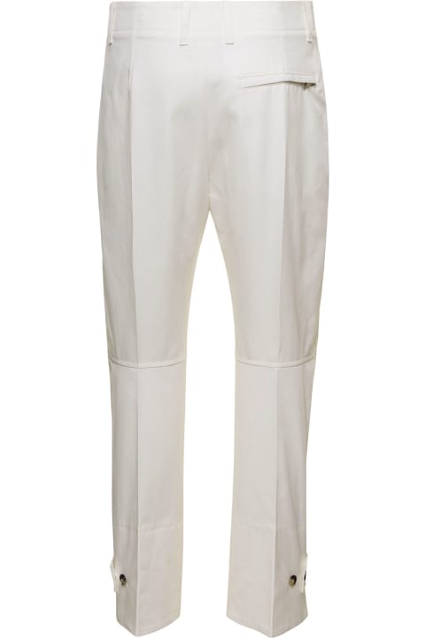White Twill Trousers In Cotton Woman