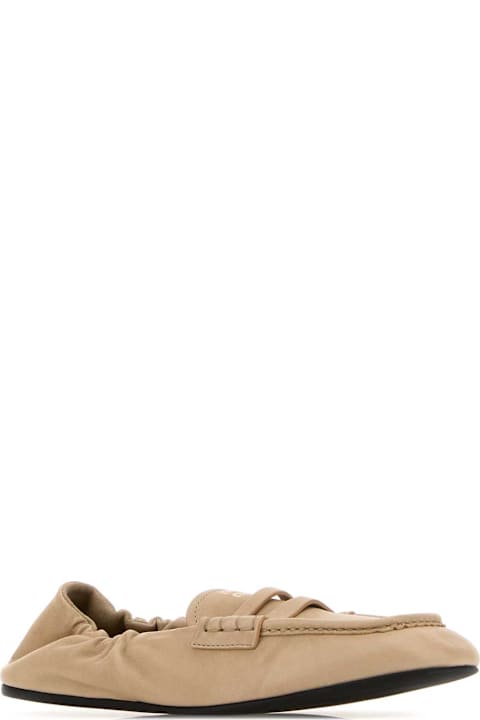 Miu Miu Sand Nappa Leather Ruches Loafers