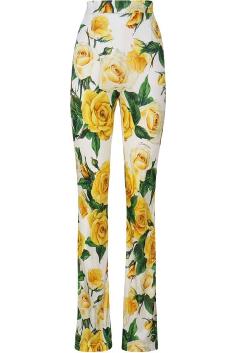 ウィメンズ Dolce & Gabbanaのパンツ＆ショーツ Dolce & Gabbana Rose Printed High Waist Pants