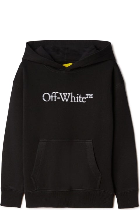 Fashion for Kids Off-White Black Hoodie With Contrasting 'bookish Bit' Logo In Cotton Boy