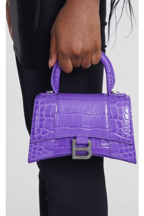 Balenciaga Totes for Women Balenciaga Hourglass Shoulder Bag In Viola Leather