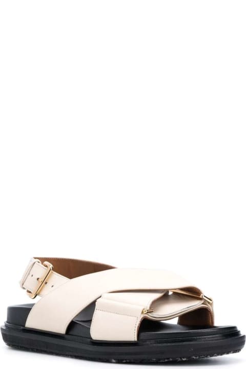 Marni Sandals for Women Marni White Sandals With Crossed Bands In Leather Woman