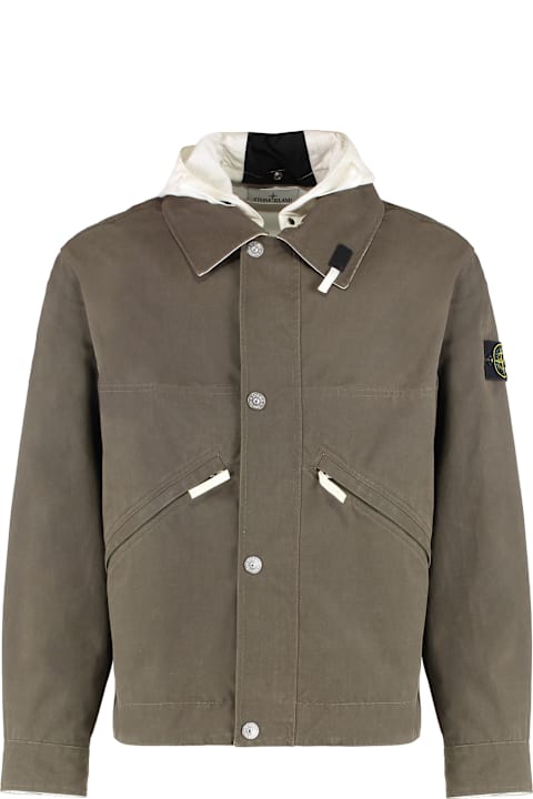 Coats & Jackets for Men Stone Island Hooded Cotton Jacket