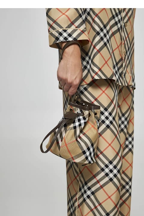 Burberry حقائب توتي لـ السيدات Burberry Check Canvas Small Bucket Bag