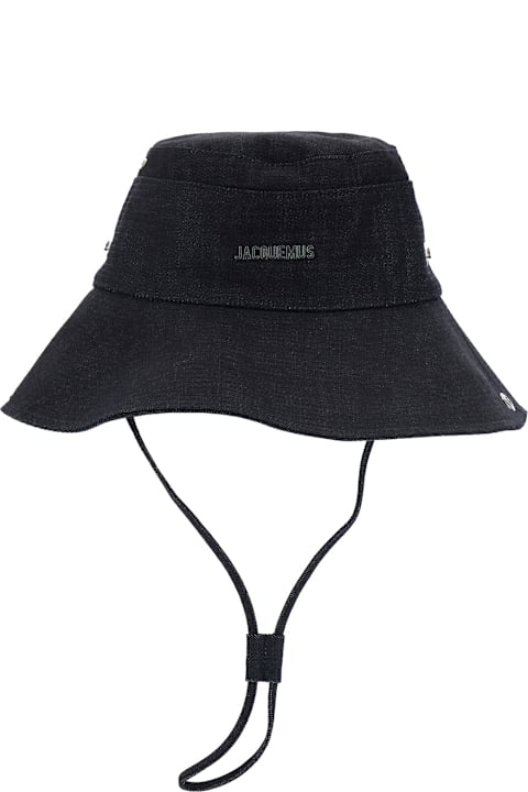 Jacquemus Hats for Men Jacquemus 'le Bob De-nimes' Blue Bucket Hat With Logo Lettering On The Front And Adjustable Strap In Cotton Man