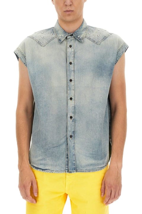 Fashion for Men Saint Laurent Buttoned Sleeveless Denim Shirt