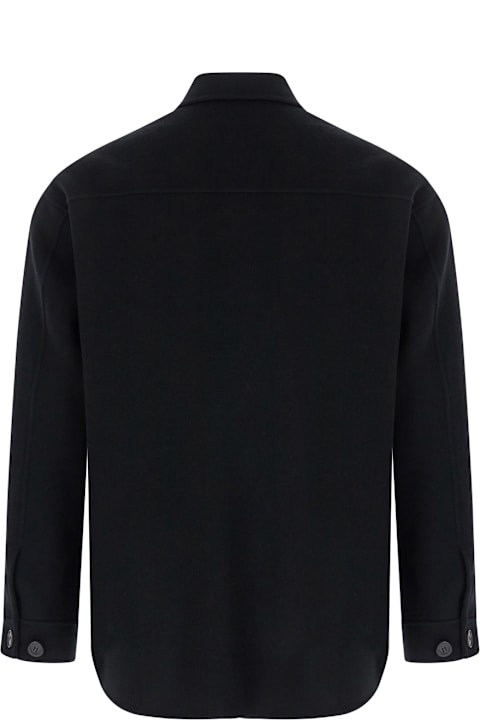 Low Brand Clothing for Men Low Brand Black Shirt With Classic Collar In Wool Man