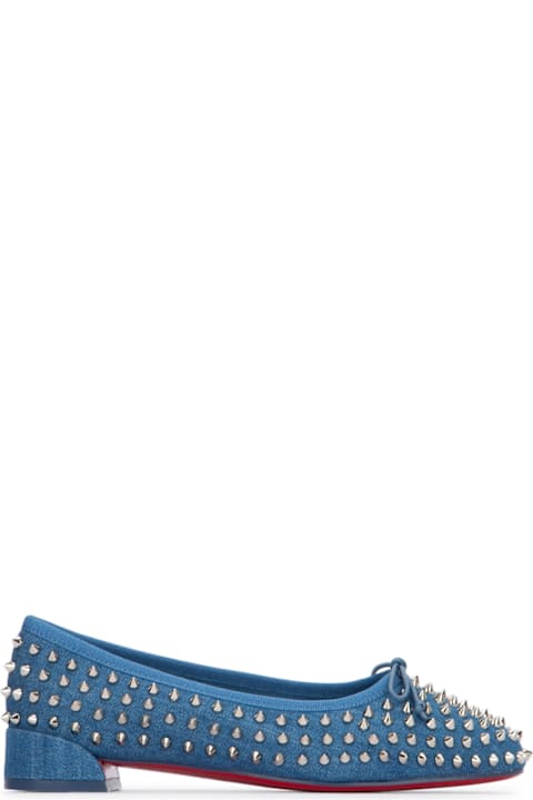 Christian Louboutin أحذية لـ السيدات Christian Louboutin Sweetie Jane Spikes Flat Toile Denim/gg/lining