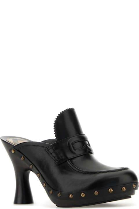 Burberry Sandals for Women Burberry Black Leather Mules