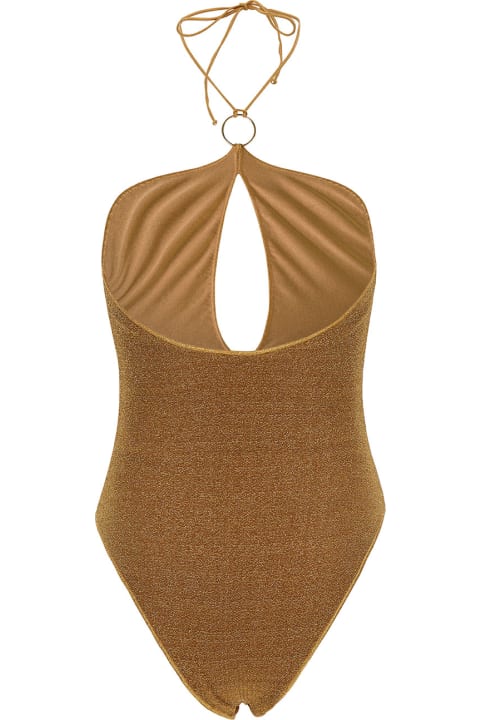 Swimwear for Women Oseree 'lumière' Gold One-piece Swimsuit With Cut-out And Ring In Polyamide Blend Woman