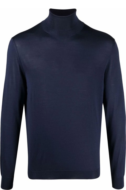 Drumohr Clothing for Men Drumohr Blue Merino Turtleneck Sweater