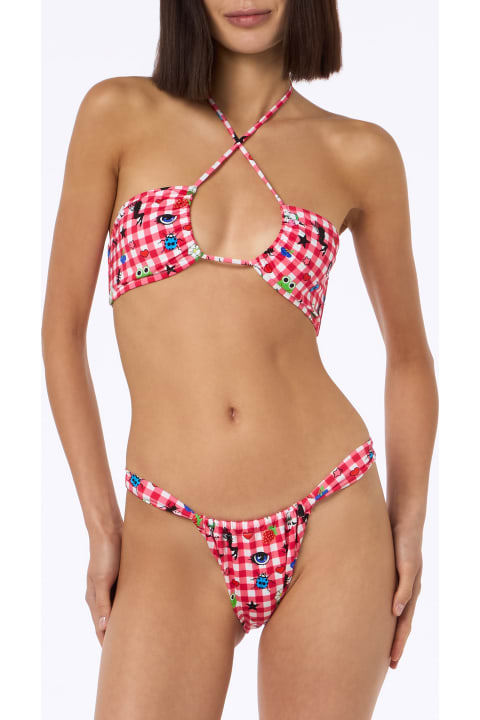 Homeware MC2 Saint Barth Women Beandeau Bikini Dahelle With Gingham And Fancy Print | Beepy Bella Special Edition