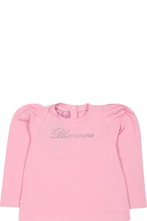 Pink T-shirt For Baby Girl With Logo