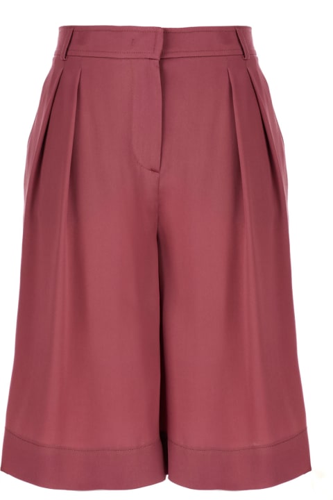 ウィメンズ Alberta Ferrettiのパンツ＆ショーツ Alberta Ferretti Pink Satin Knee Shorts In Silk Blend Woman