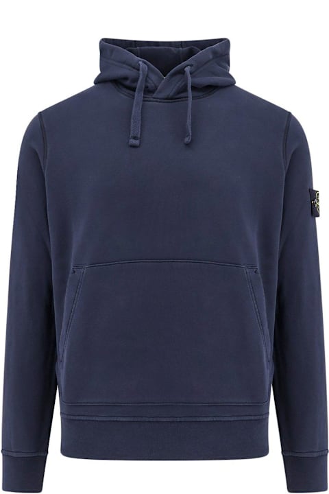Fashion for Men Stone Island Compass Patch Drawstring Hoodie