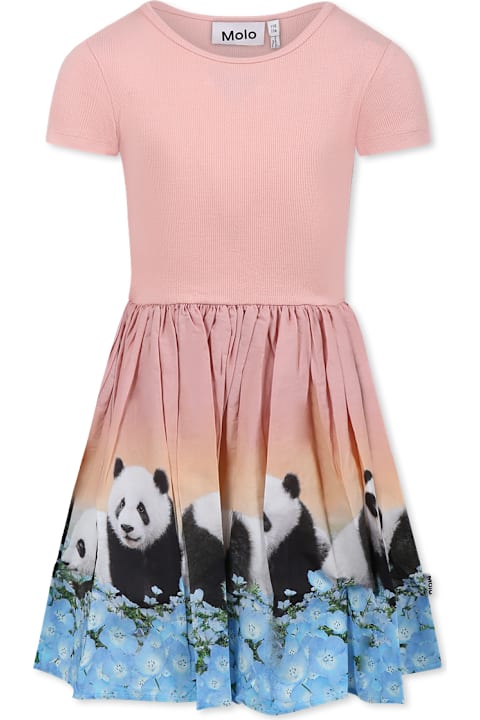 Homeware Molo Pink Dress For Girl With Panda