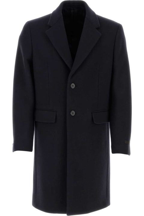 Prada Coats & Jackets for Men Prada Navy Blue Wool Blend Coat