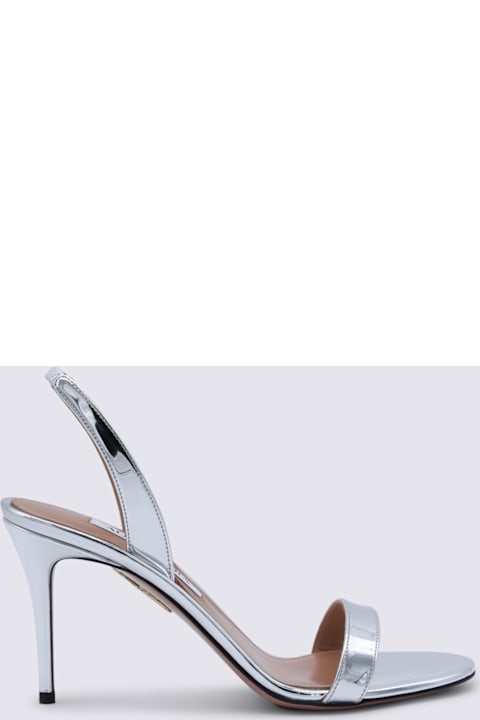Aquazzura Silver Leather So Nude Sandal 85