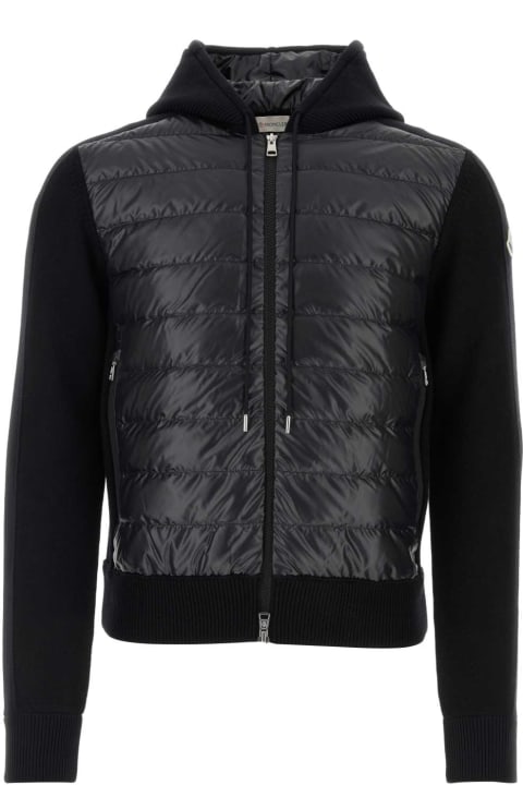 Sale for Men Moncler Black Wool And Polyester Cardigan