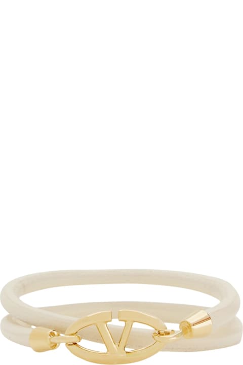 حُلي لـ السيدات Valentino Garavani Double Twist Leather Bracelet With Vlogo